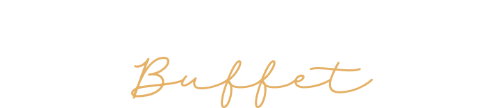 Golden cursive Buffet text evokes a luxurious and elegant dining experience.